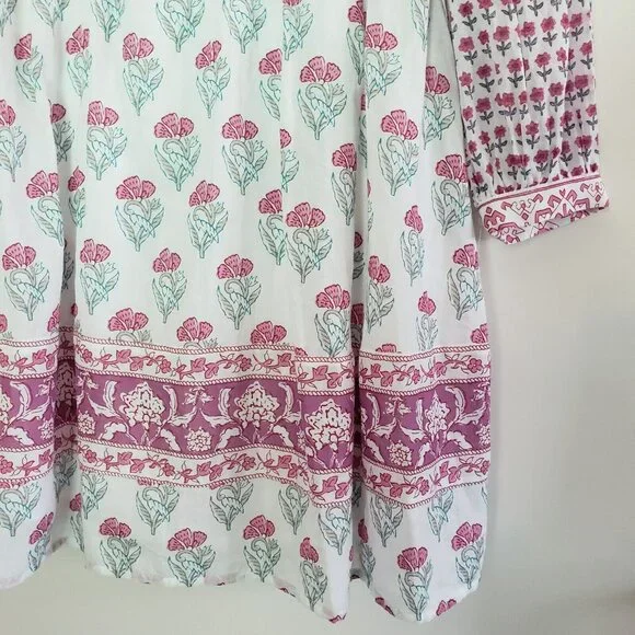 NWOT Haute Hippie Long Sleeve Dress Boho Lined Floral‎ Cotton Rayon Size Small - Picture 3 of 13